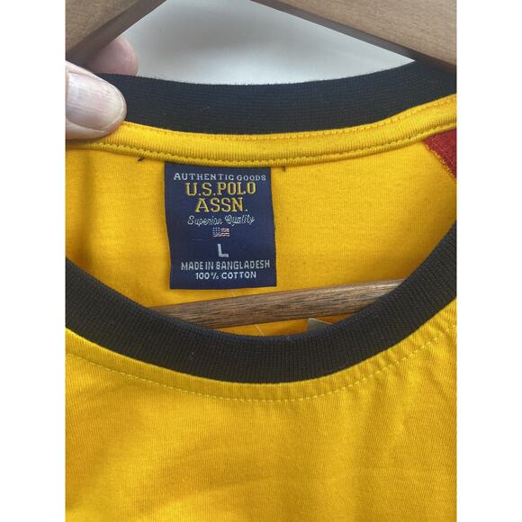 New U.S. POLO ASSN. Yellow Red Blue #3 Short Sleeve Large Tee T Shirt - Picture 5 of 8